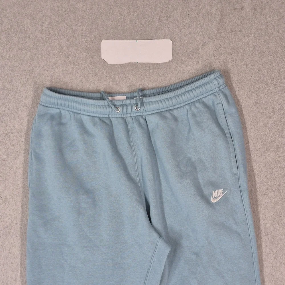 Nike Men Activewear Pants M Blue Embroidered Joggers Club Fleece